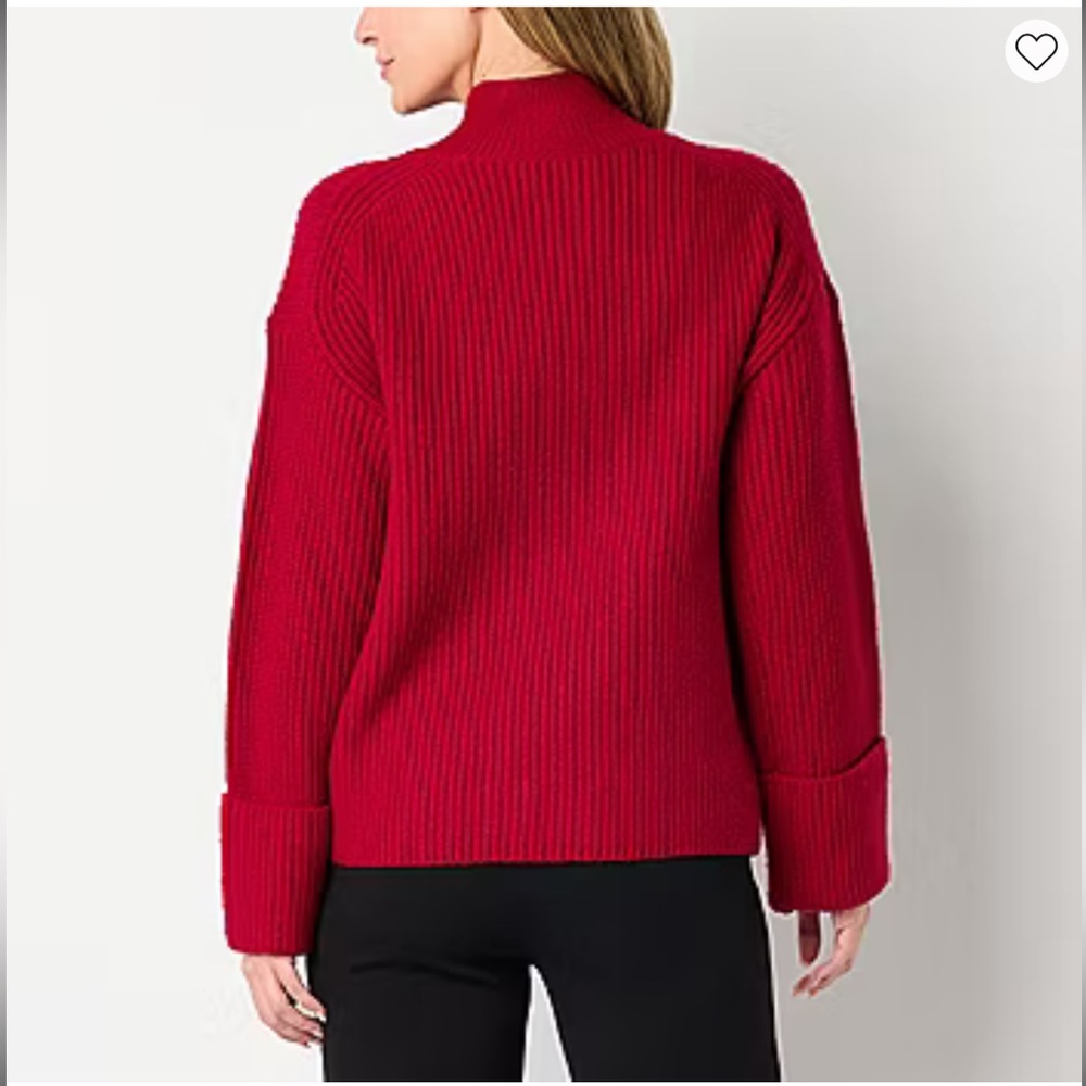 Liz Claiborne Women's Mock Neck Red Sweater - Picture 8 of 15